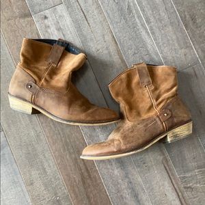 Brown Leather, Short Cowgirl Boots